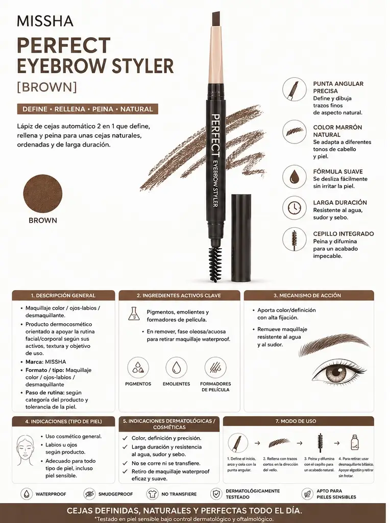 MISSHA Perfect Eyebrow Styler Dark Brown - Imagen 2